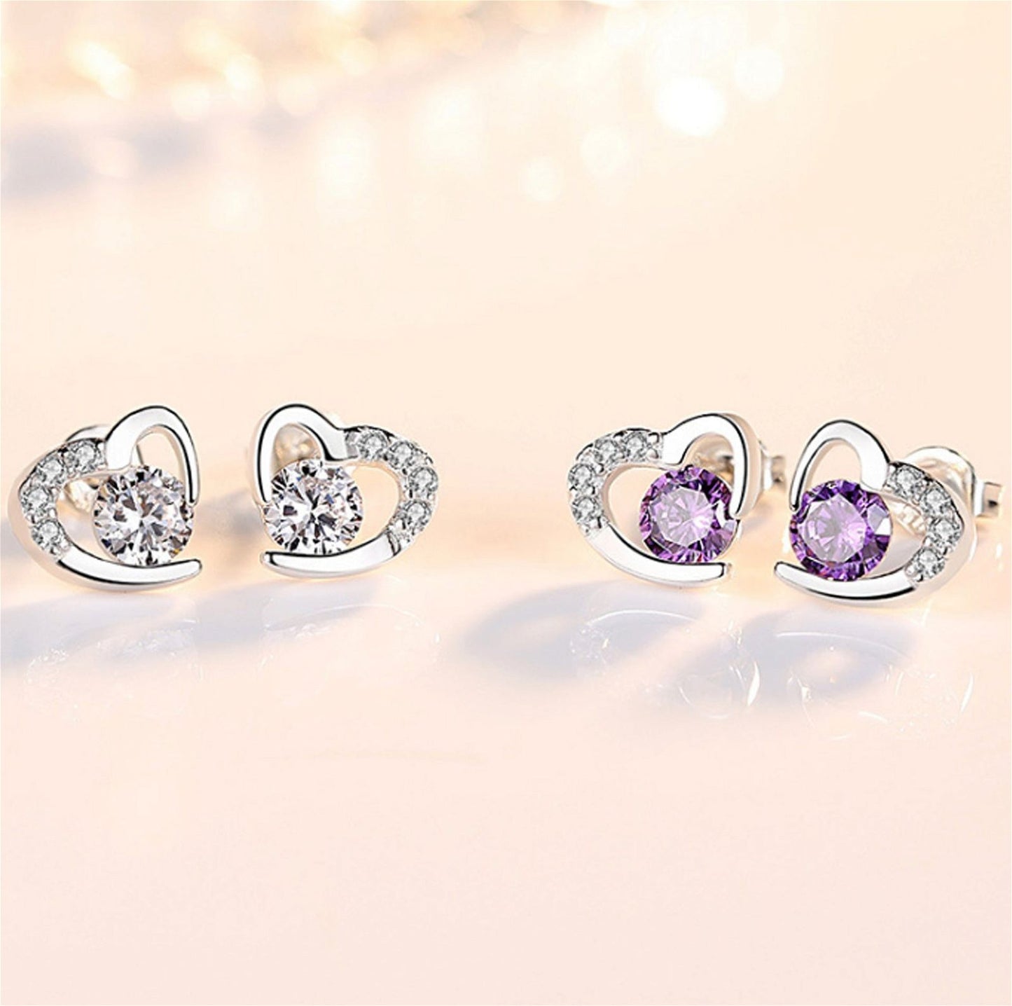 Angie - Meléche - earring - Angie Heart Zircon Earrings - White Purple - 1.4g Meléche