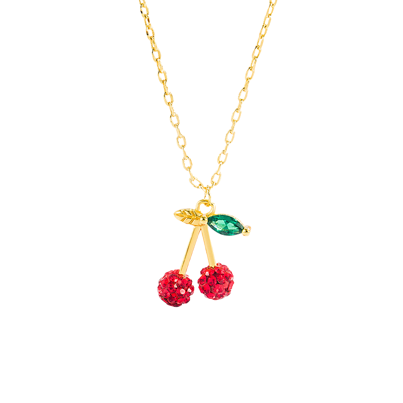 ma ˈCHerē - Meléche - Necklaces - Cherry Necklace: Copper Fruit Geometry Design with Zircon Stone | Meléche