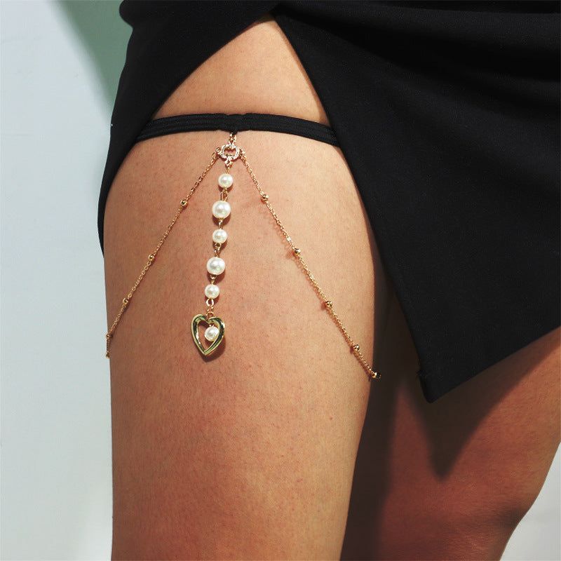 Multilayer Pearl Pendant leg Chain Perna - Meléche - body - Multilayer Pearl Pendant leg Chain Perna Meléche