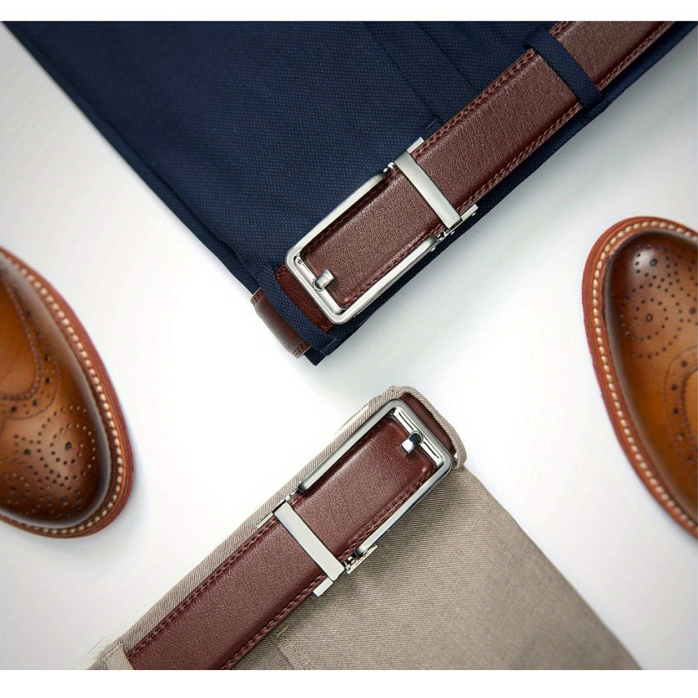 Brown leather belts with silver buckles from Meleche or Meléche (short as (Mé))