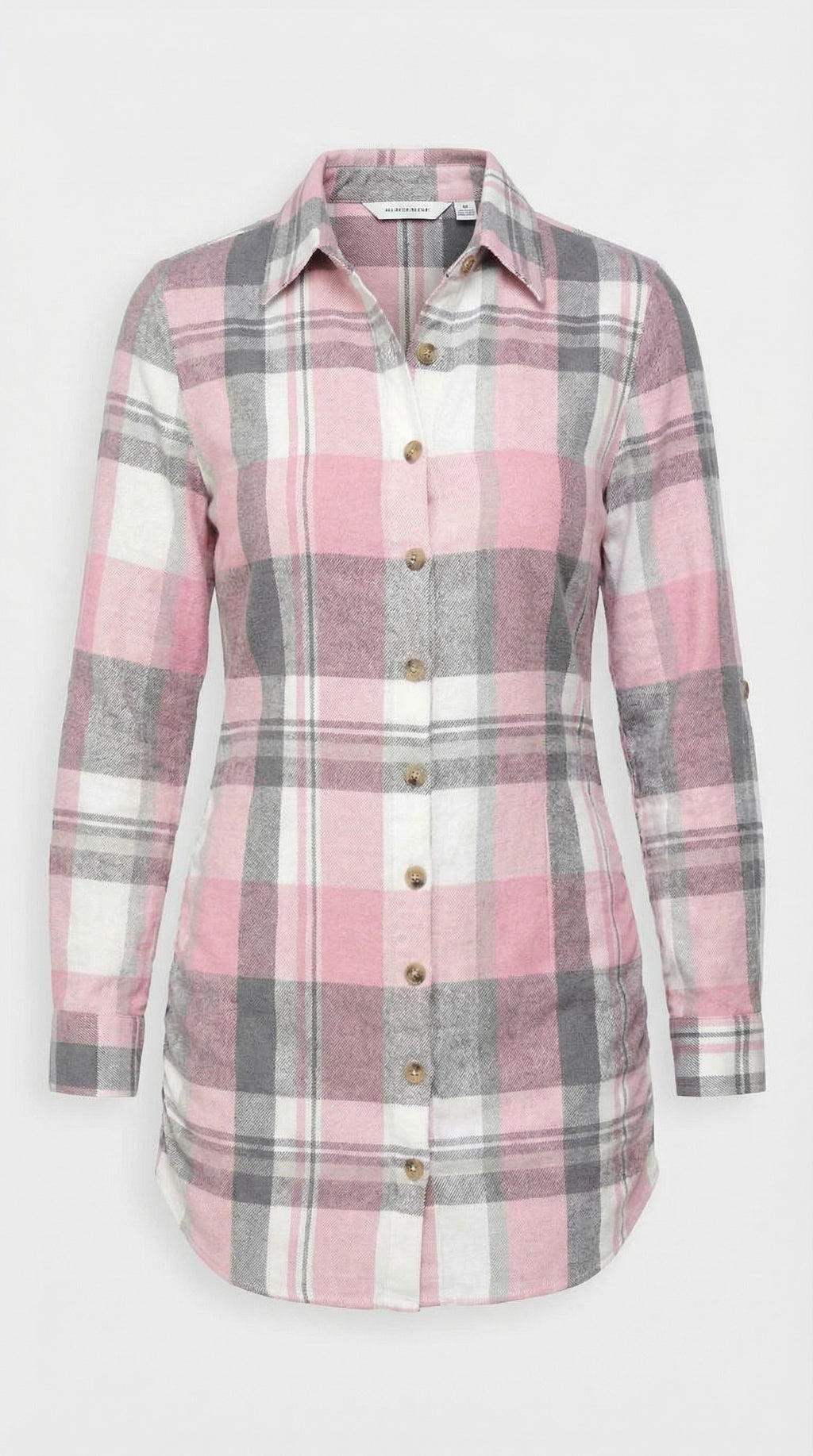 Pink and gray plaid shirt on a white background from Meleche or Meléche (short as (Mé))