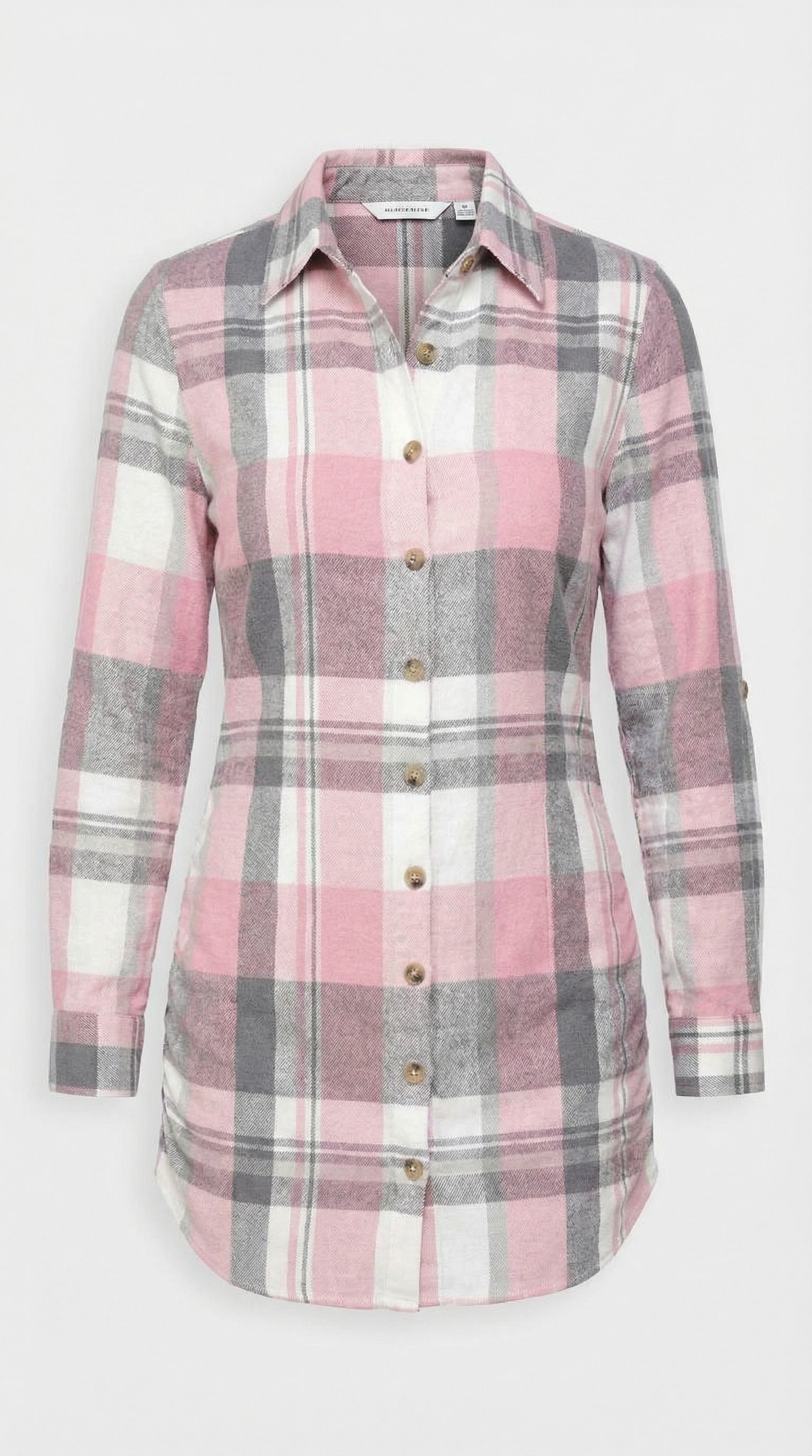 Pink and gray plaid shirt on a white background from Meleche or Meléche (short as (Mé))