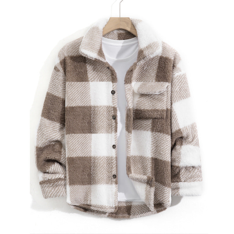 Plaid shirt with a checkered pattern on a white background