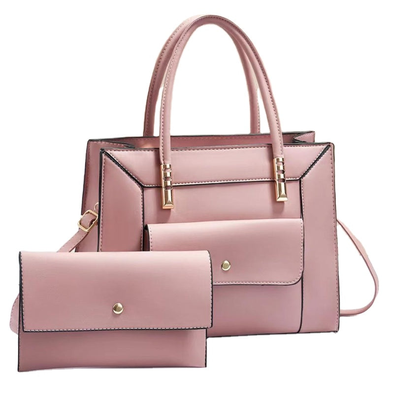 Jannik - Pink handbag set with matching wallet on a white background from Meleche or Meléche (short as (Mé))