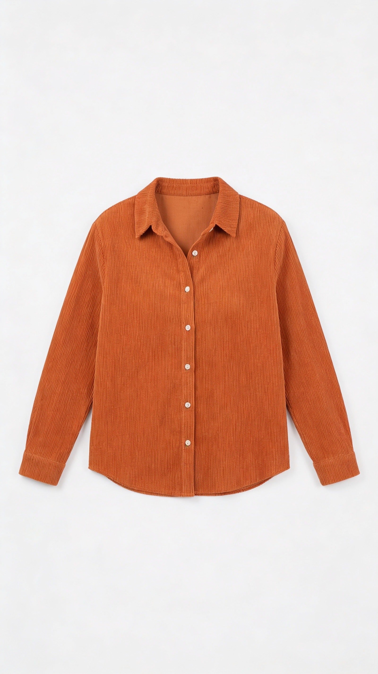 Orange corduroy shirt on a white background from Meleche or Meléche (short as (Mé))
