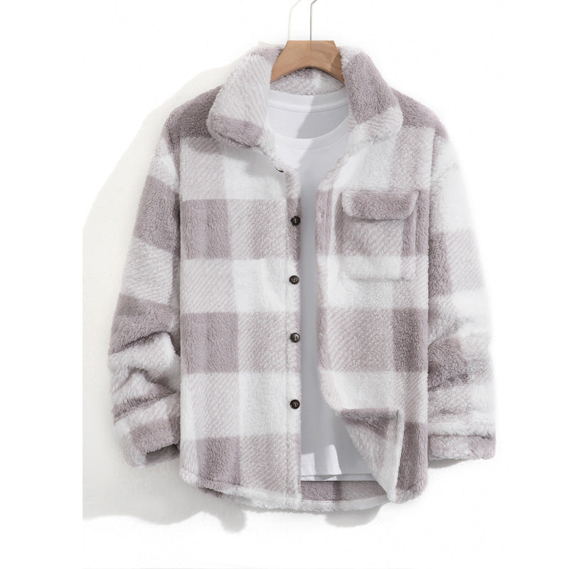 Plaid shirt with fluffy texture on a white background