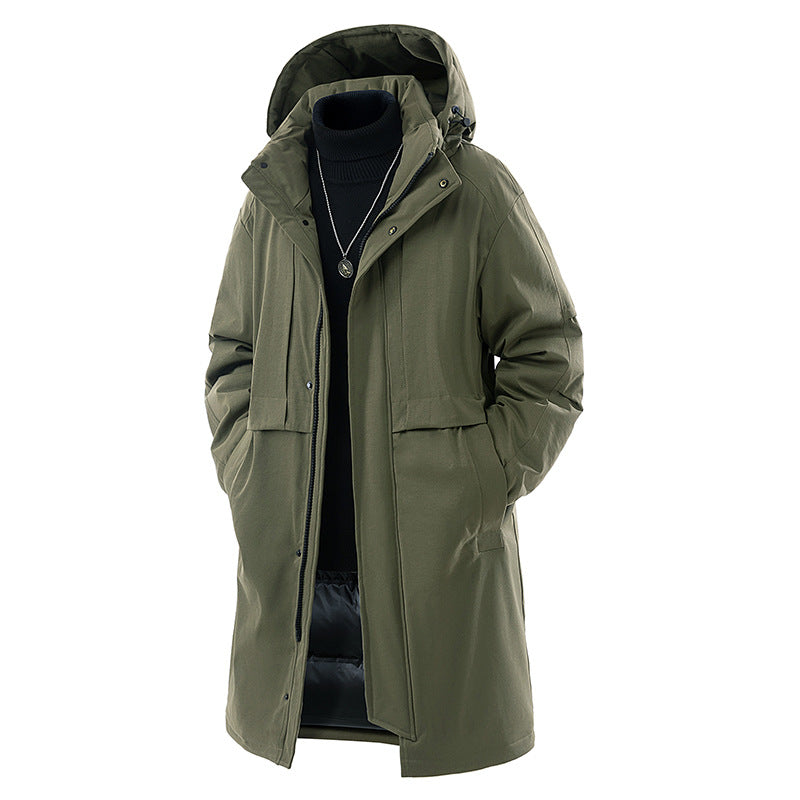 Green hooded coat from Meleche or Meléche (short as (Mé)) on a white background