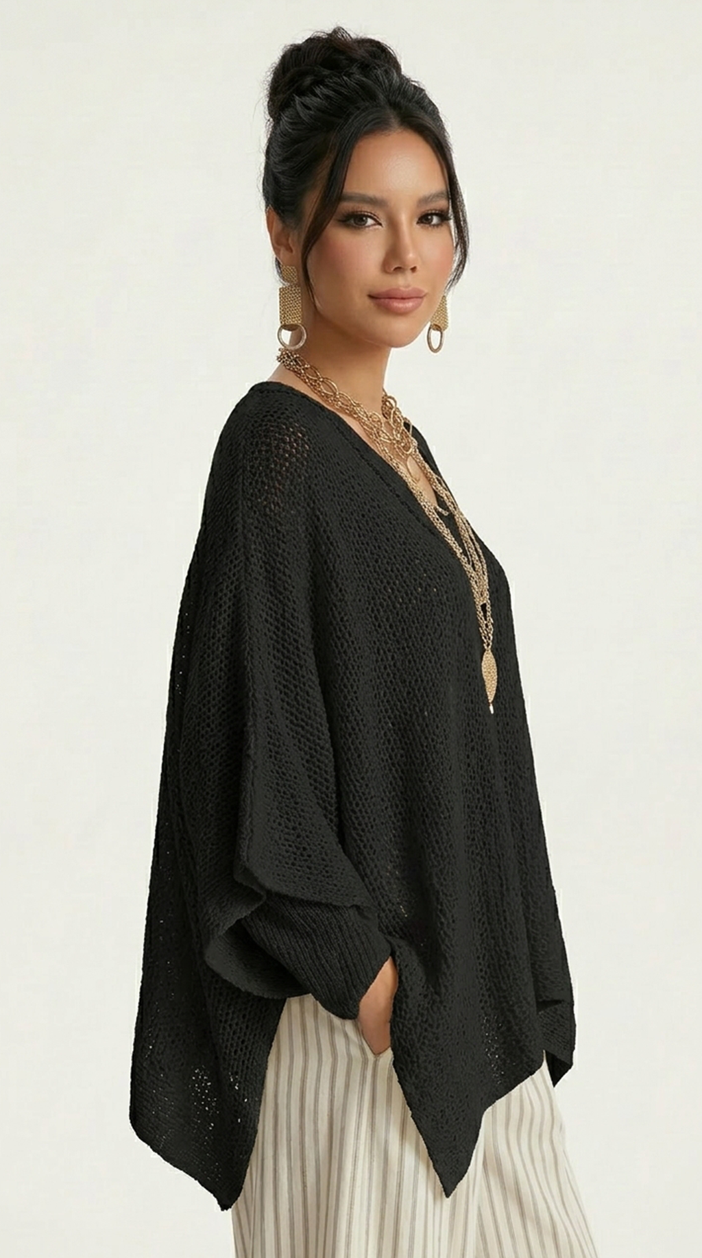 Woman wearing a leopard print top with a plain background from Meleche or Meléche (short as (Mé))
