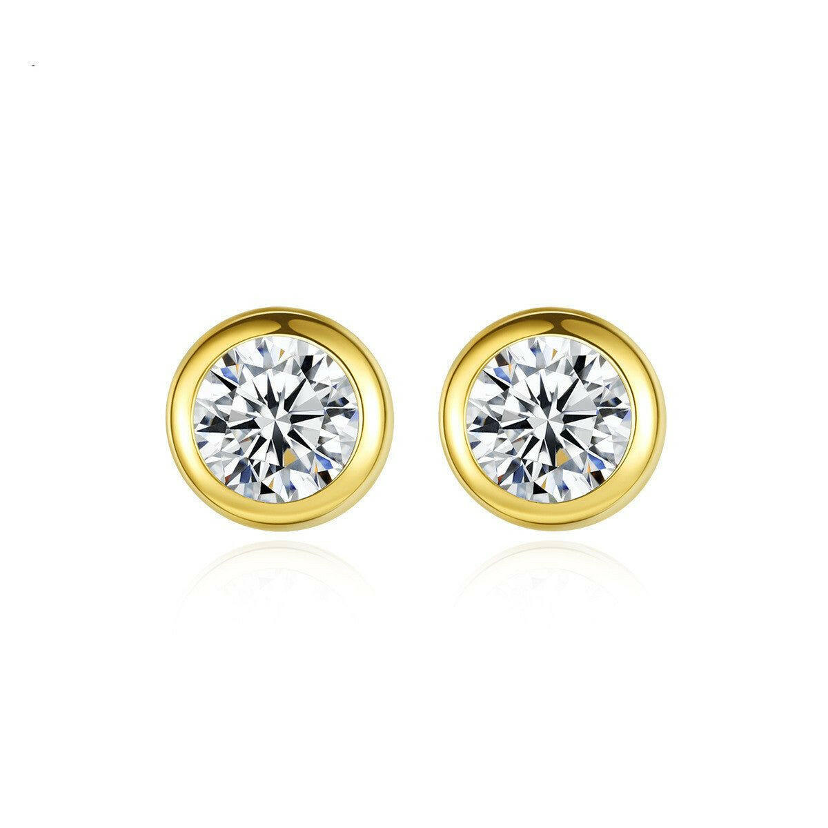 Agnes - Meléche - earring -  Agnes 14K Gold Electroplated Zircon Inlaid Round Stud Earrings - 3mm