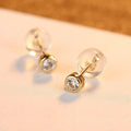 Agnes - Meléche - earring -  Agnes 14K Gold Electroplated Zircon Inlaid Round Stud Earrings - 3mm