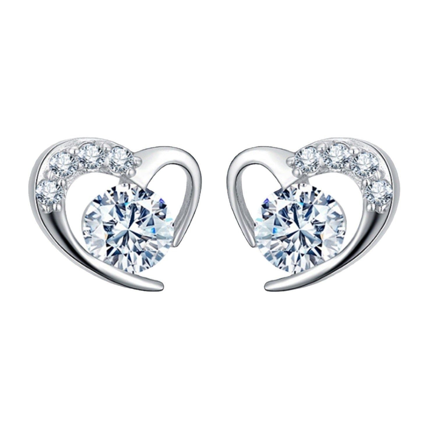 Angie - Meléche - earring -  Angie Heart  Zircon Earrings - White Purple - 1.4g