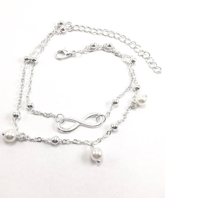Beatrix anklet - Meléche - Anklet -  Beatrix infinity Pearl anklet - 22:27 cm | Meléche USA