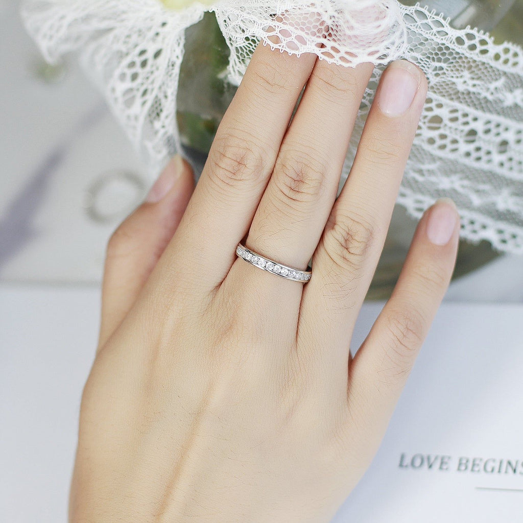 Belle - Meléche - ring -  Stunning Belle Silver Moissanite Ring - S925, Row Style, Zircon Stone