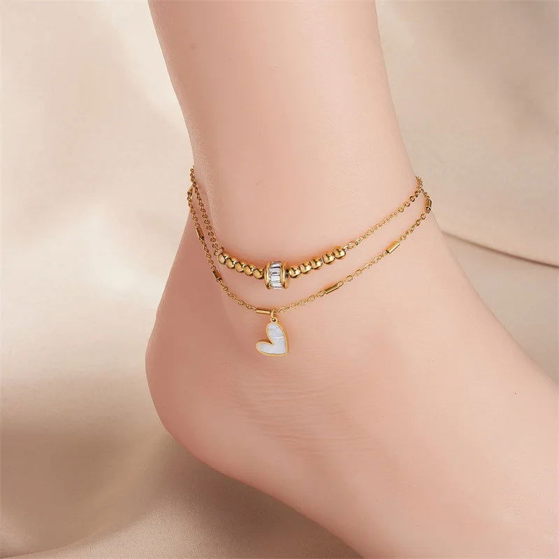 Boho Love Heart - Meléche - Anklet -  Boho Love Heart Meléche