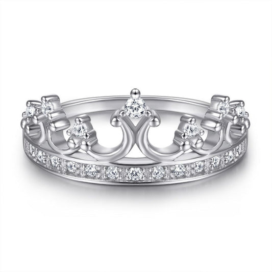 Crown - Meléche - ring -  Crown Zircon Silver S925 Ring - 10.4 g | Meléche Meléche