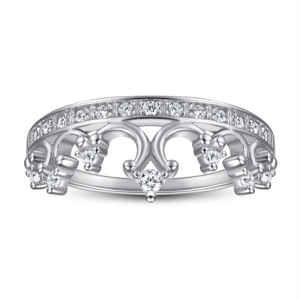 Crown - Meléche - ring -  Crown Zircon Silver S925 Ring - 10.4 g | Meléche Meléche