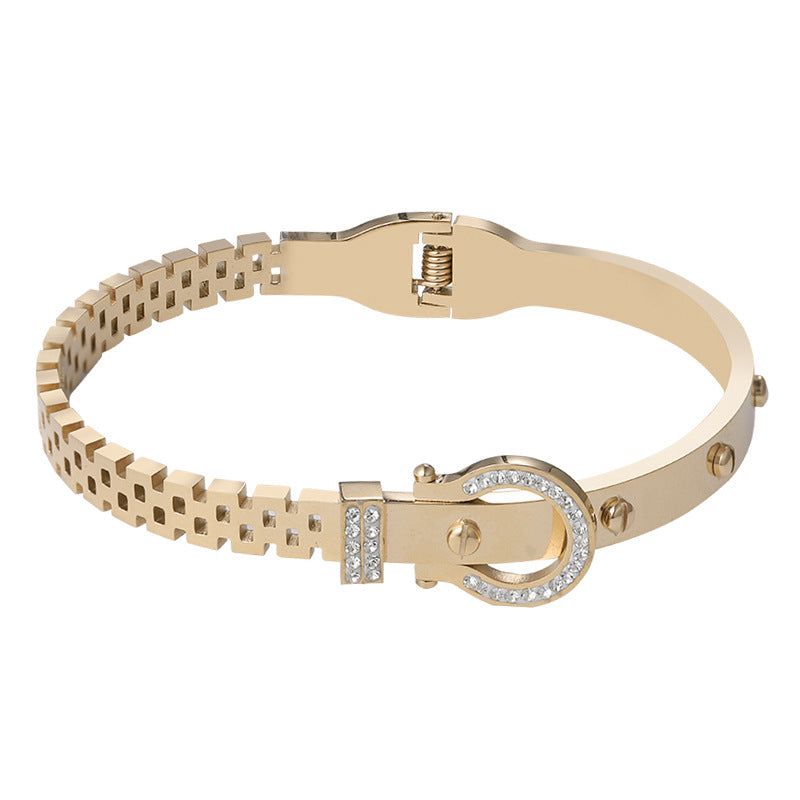 Dottie - Meléche - earring -  Dottie Titanium Steel Zircon Ring | 18K Gold Plated - Size 64.5mm