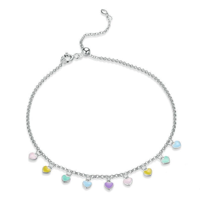 Dru - Meléche - Anklet -  Dru S925 Silver Hart Anklet - 23.5 cm - 3g - Stylish Design | Meléche