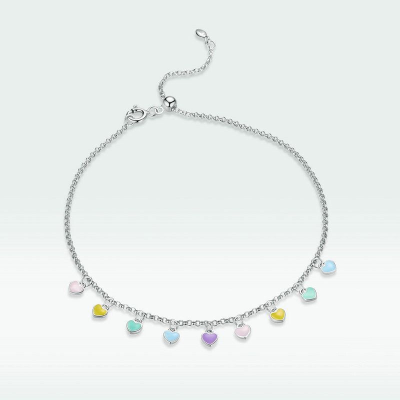 Dru - Meléche - Anklet -  Dru S925 Silver Hart Anklet - 23.5 cm - 3g - Stylish Design | Meléche