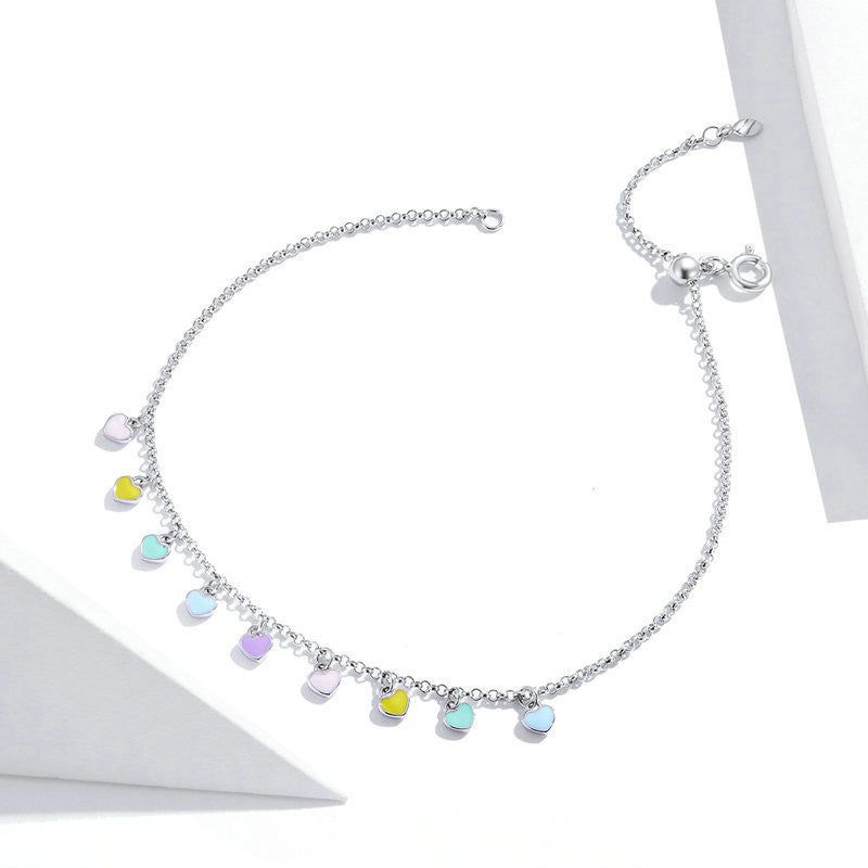Dru - Meléche - Anklet -  Dru S925 Silver Hart Anklet - 23.5 cm - 3g - Stylish Design | Meléche