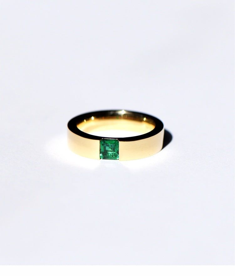 Emerald - Meléche - ring -  Emerald Stone Ring Unisex Style - Touch your skin | Meléche Meléche