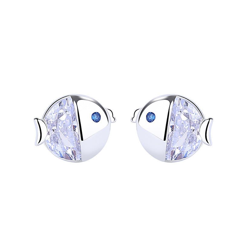 Franny - Meléche - Anklet -  Franny Silver S925 - Zircon Earrings - fish Style | Meléche