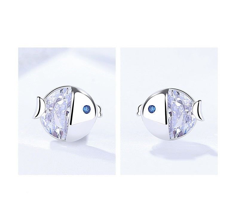 Franny - Meléche - Anklet -  Franny Silver S925 - Zircon Earrings - fish Style | Meléche