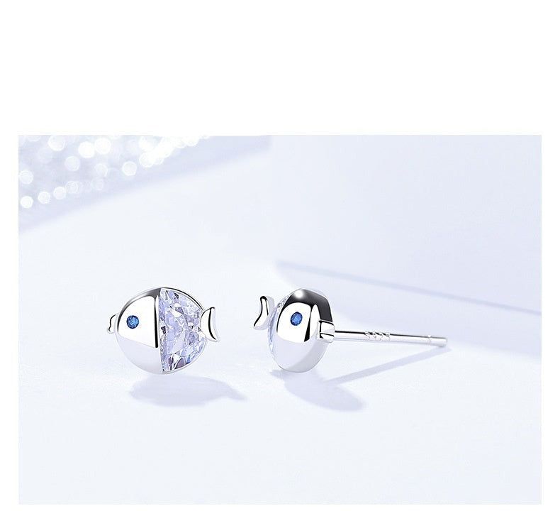 Franny - Meléche - Anklet -  Franny Silver S925 - Zircon Earrings - fish Style | Meléche