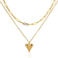 Golden Heart - Meléche - Necklaces -  Golden Heart love chain double layer necklace | Meléche