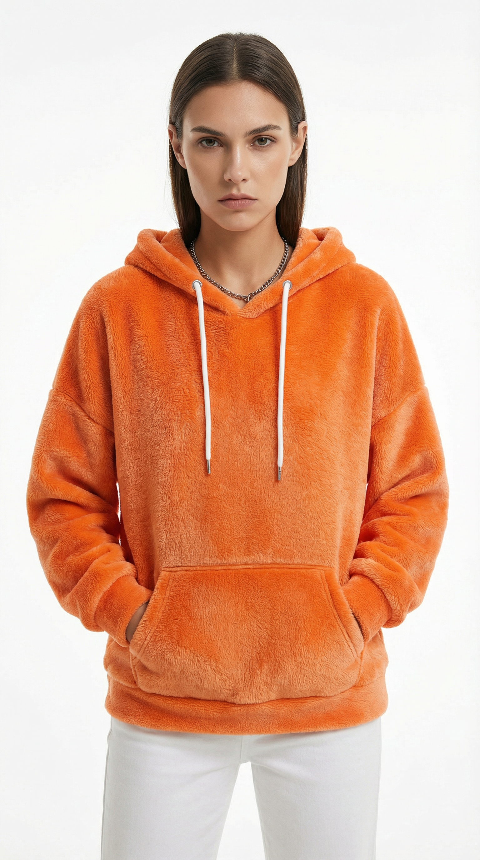 Person wearing an orange hoodie from Meleche or Meléche (short as (Mé))