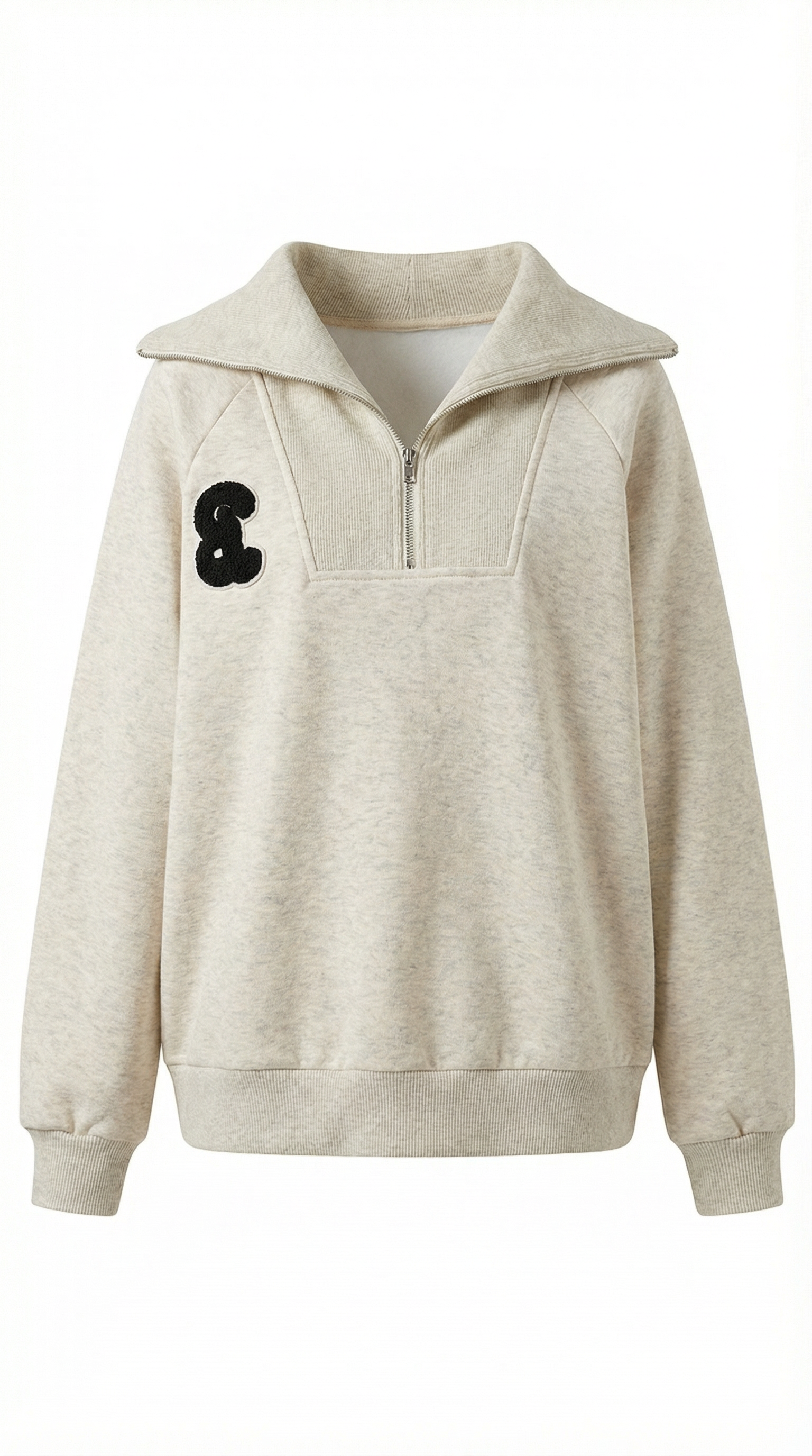 Beige hoodie with a black logo on a white background