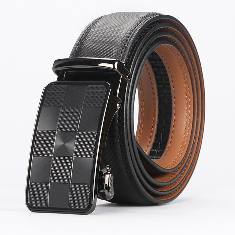 Jose Black leather belt with a checkered buckle from Meleche or Meléche (short as (Mé))
