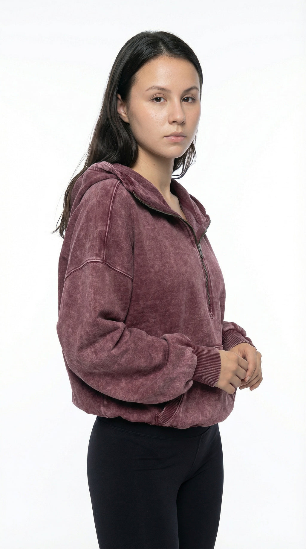 Woman in a beige jacket holding from Meleche or Meléche (short as (Mé))