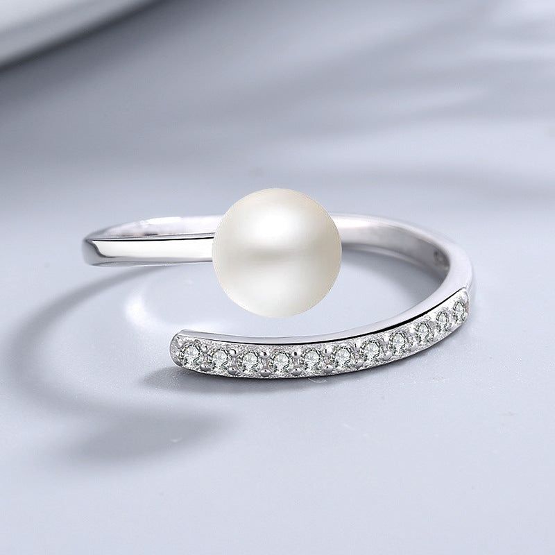 Lea - Meléche - ring -  Lea Pearl Ring Silver S925 - Adjustable Size | Meléche USA