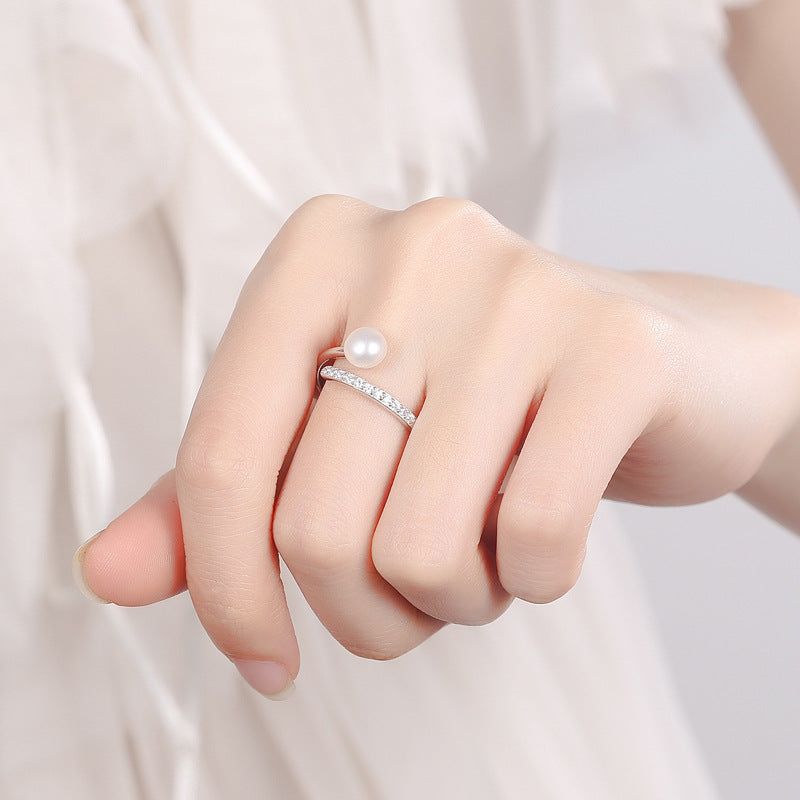 Lea - Meléche - ring -  Lea Pearl Ring Silver S925 - Adjustable Size | Meléche USA