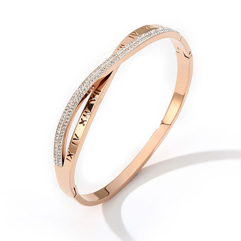 Mattie - Meléche - bangles -  Rose Gold Mattie Bangle - Wave Small Zircon Earrings | Meléche
