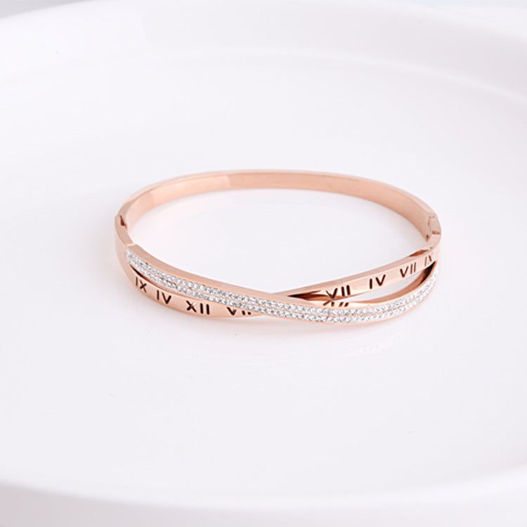 Mattie - Meléche - bangles -  Rose Gold Mattie Bangle - Wave Small Zircon Earrings | Meléche