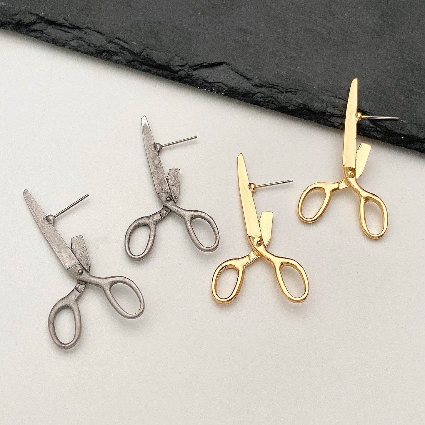 Edgy Classic Scissors Earrings adding a fun twist to your jewelry collection Meléche Jewelry USA  