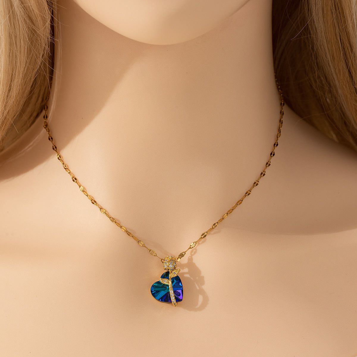 Elegant Maia Necklace with a delicate gold chain and sparkling gemstone pendant Meléche Jewelry