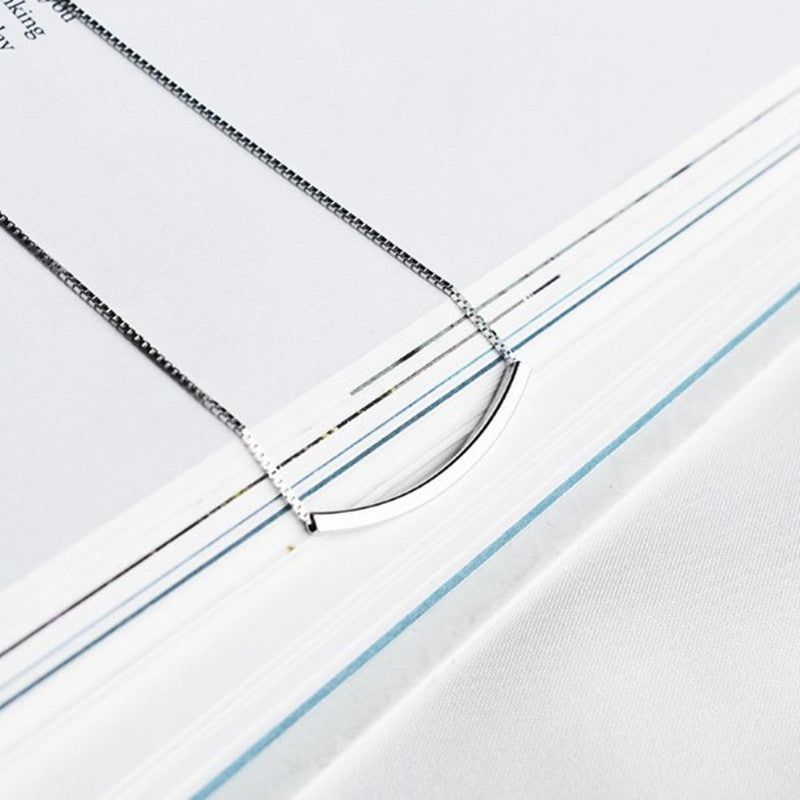 Lily Smiley - Meléche - Necklaces -  Chic Lily Smiley Chrome Jewelry Necklace - Silver Smile Pendant