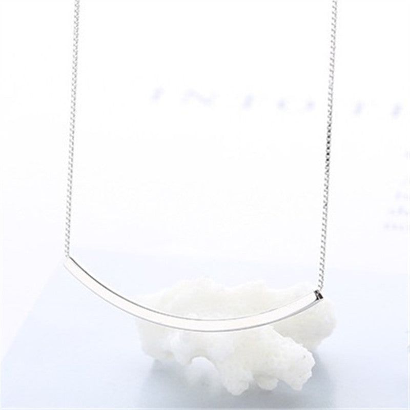 Lily Smiley - Meléche - Necklaces -  Chic Lily Smiley Chrome Jewelry Necklace - Silver Smile Pendant