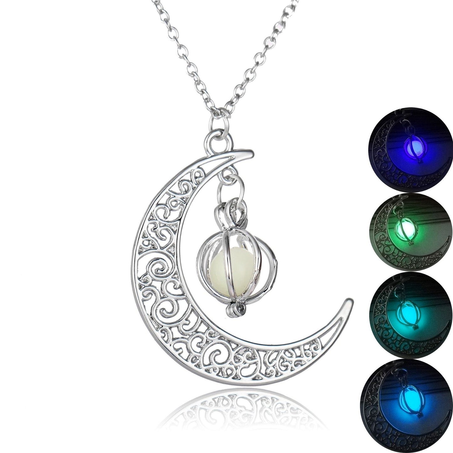 Enchanting Moon Glowing Necklace that radiates a soft glow in the dark Meléche Jewelry  USA 