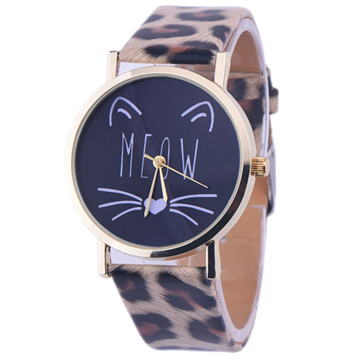 Meow Luxury Cute Cat Pattern - Meléche - watches -  Meow Luxury Cute Cat Pattern Watch - 3.8cm Dial, 24cm Strap