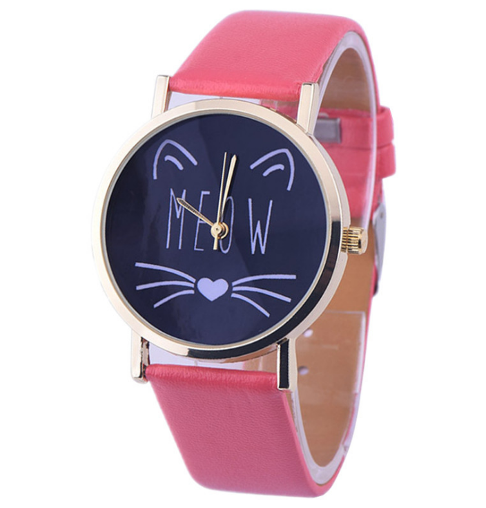 Meow Luxury Cute Cat Pattern - Meléche - watches -  Meow Luxury Cute Cat Pattern Watch - 3.8cm Dial, 24cm Strap Meléche