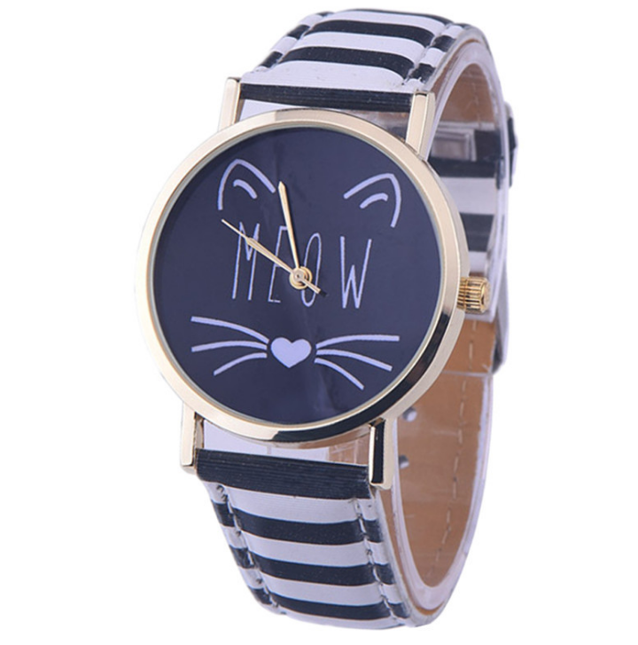 Meow Luxury Cute Cat Pattern - Meléche - watches -  Meow Luxury Cute Cat Pattern Watch - 3.8cm Dial, 24cm Strap Meléche