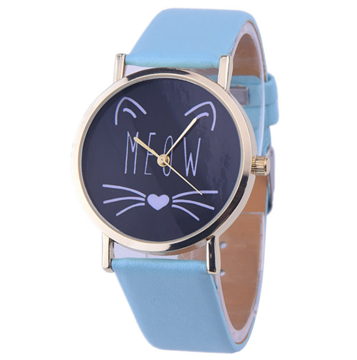 Meow Luxury Cute Cat Pattern - Meléche - watches -  Meow Luxury Cute Cat Pattern Watch - 3.8cm Dial, 24cm Strap