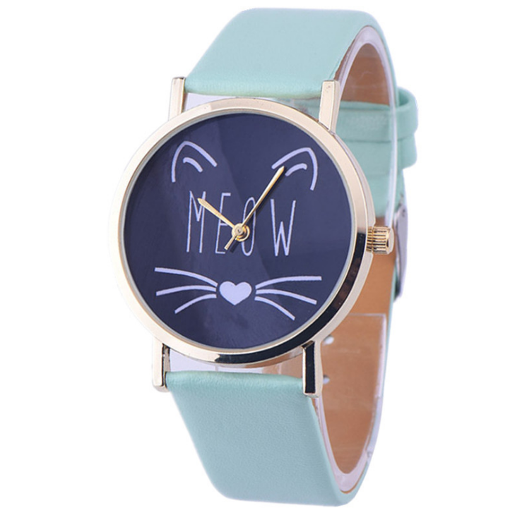 Meow Luxury Cute Cat Pattern - Meléche - watches -  Meow Luxury Cute Cat Pattern Watch - 3.8cm Dial, 24cm Strap
