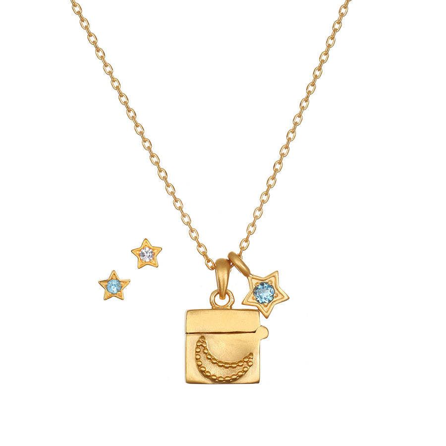 Enchanting Moon Dream Box Necklace with a whimsical design Meléche Jewelry  USA 1 Meléche