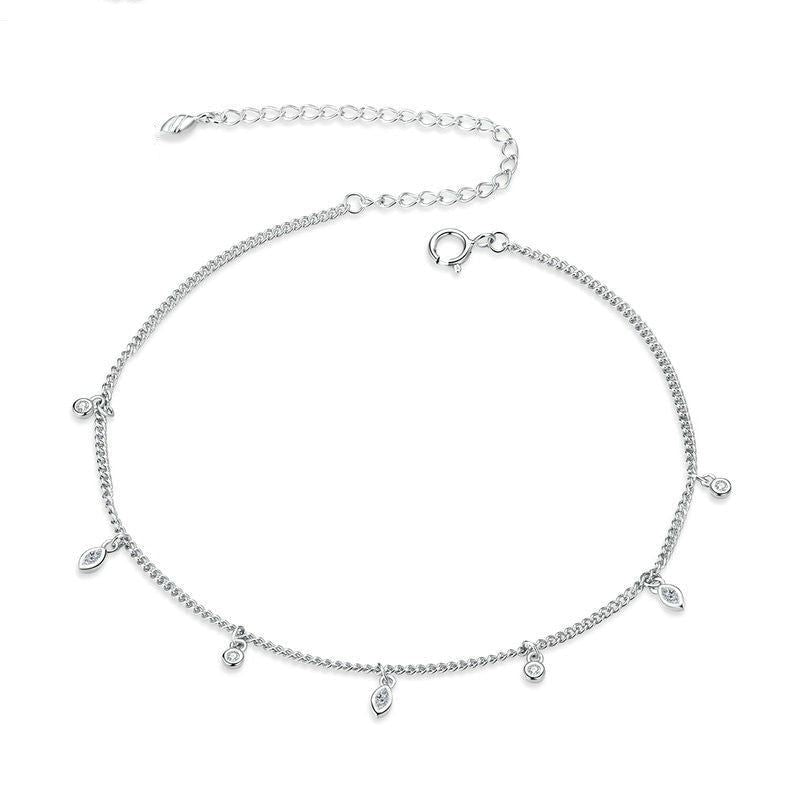 Mulan - Meléche - Anklet -  Mulan Sterling Silver Anklet - Zircon | Meléche