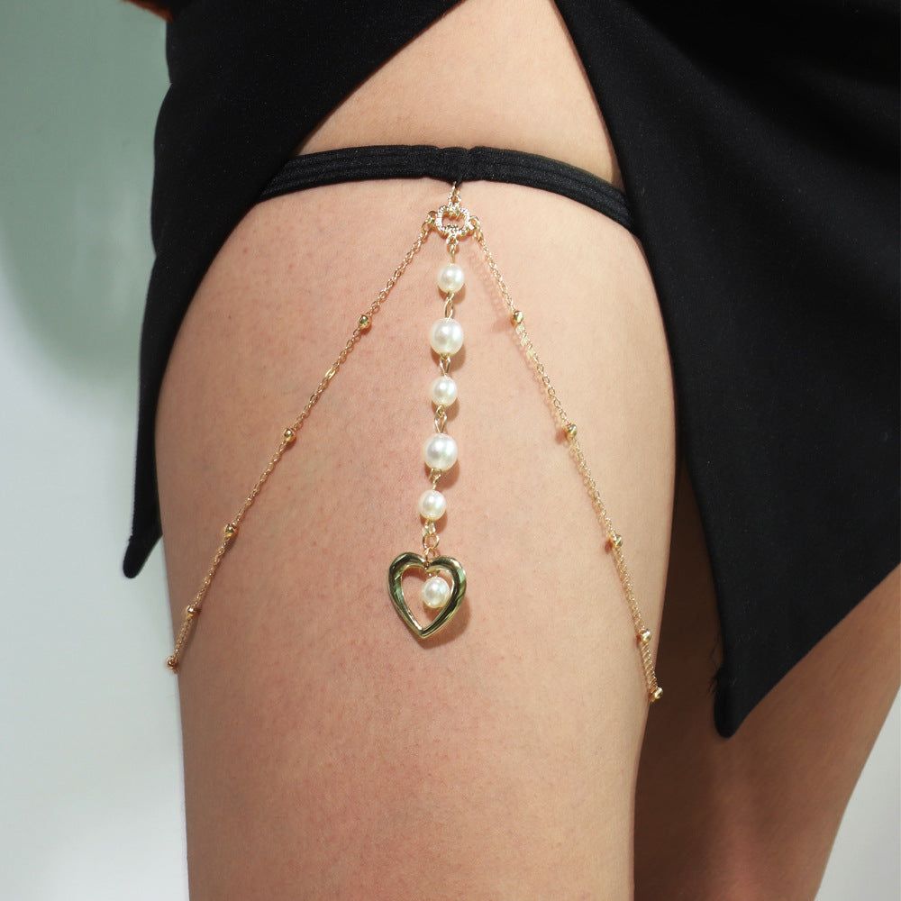 Multilayer Pearl Pendant leg Chain Perna - Meléche - body -  Multilayer Pearl Pendant leg Chain Perna